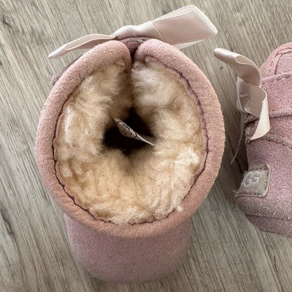 Ugg Boots Jesse Bow Boots Baby Pink Suede White Ribbon Bow Infants Size 0/1 - Picture 10 of 12